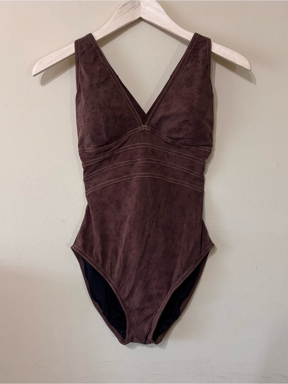Shaping Magic Suit Faux Suede One-Piece Swimsuit